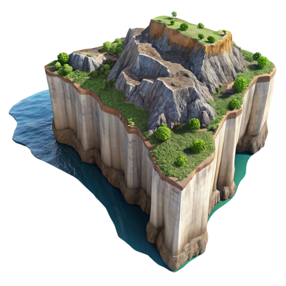 beautiful modern Coastal Cliffs Aerial View Cutout Realistic Texture high resolution png