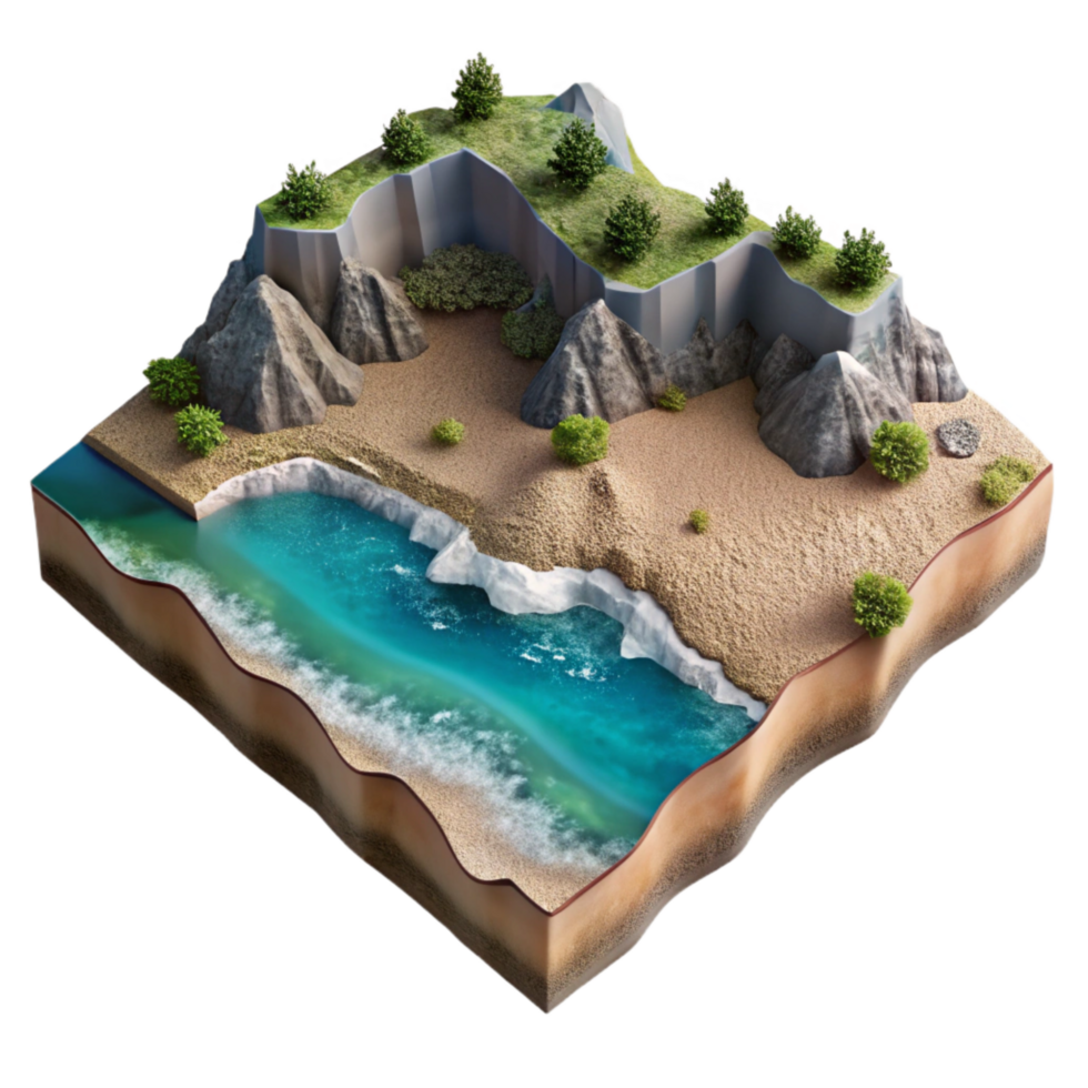wonderful modern Coastal Erosion Cutout Aerial View authentic png