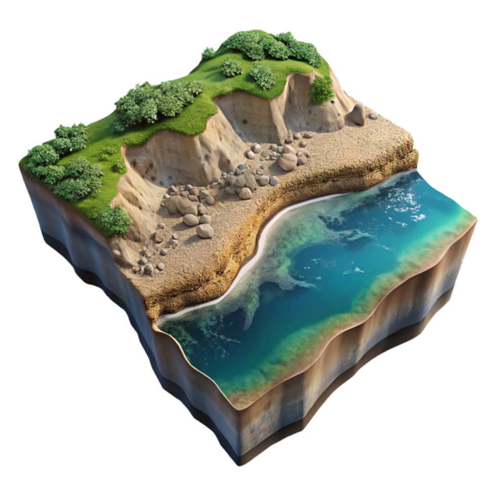 elegant traditional Coastal Erosion Cutout Aerial View detailed png