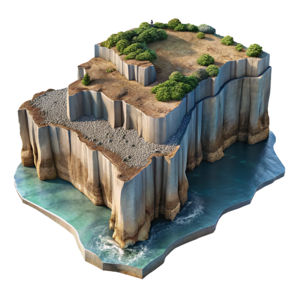 dramatic creative Coastal Cliffs Aerial View Cutout Realistic Texture premium png