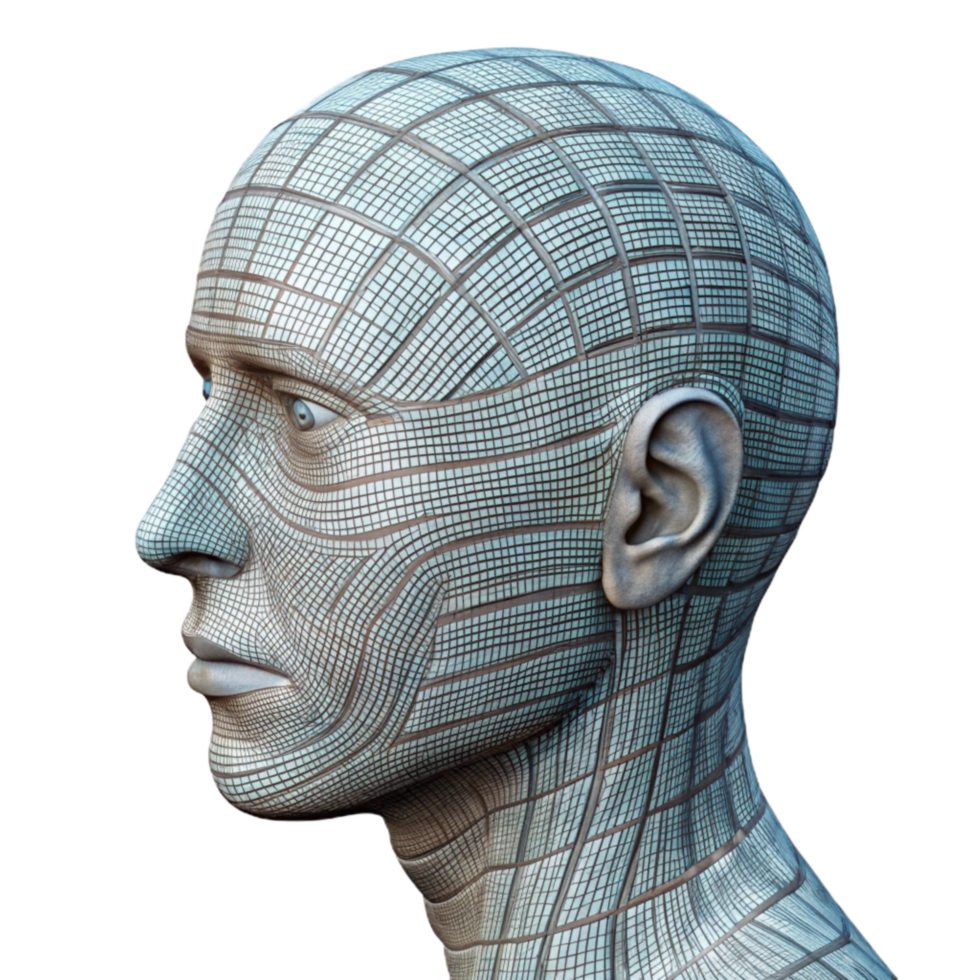 beautiful modern Code Lines Forming Human Face Profile View Isolated Element detailed png