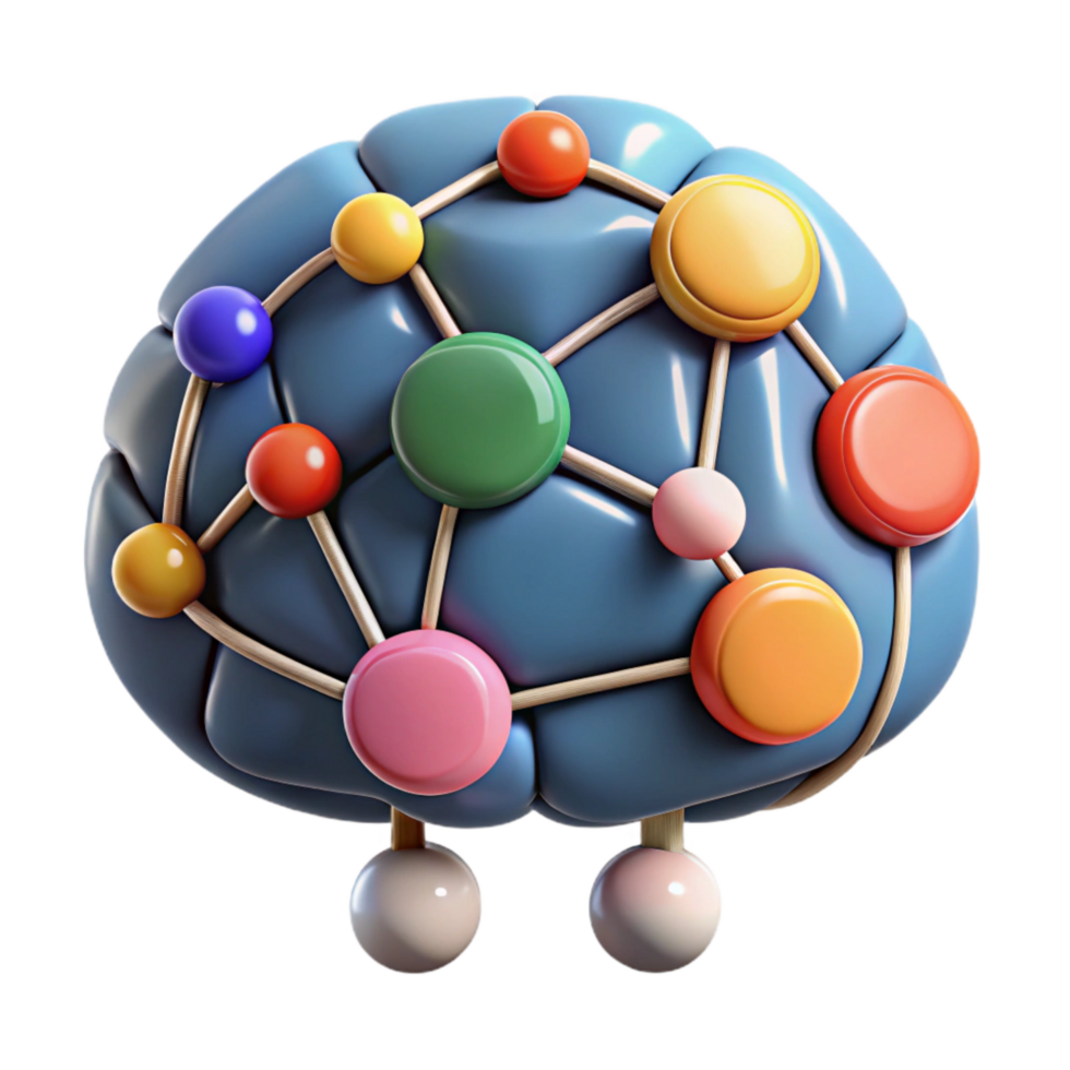 vibrant vintage Cognitive Function Diagram Cutout with Colorful Nodes premium png