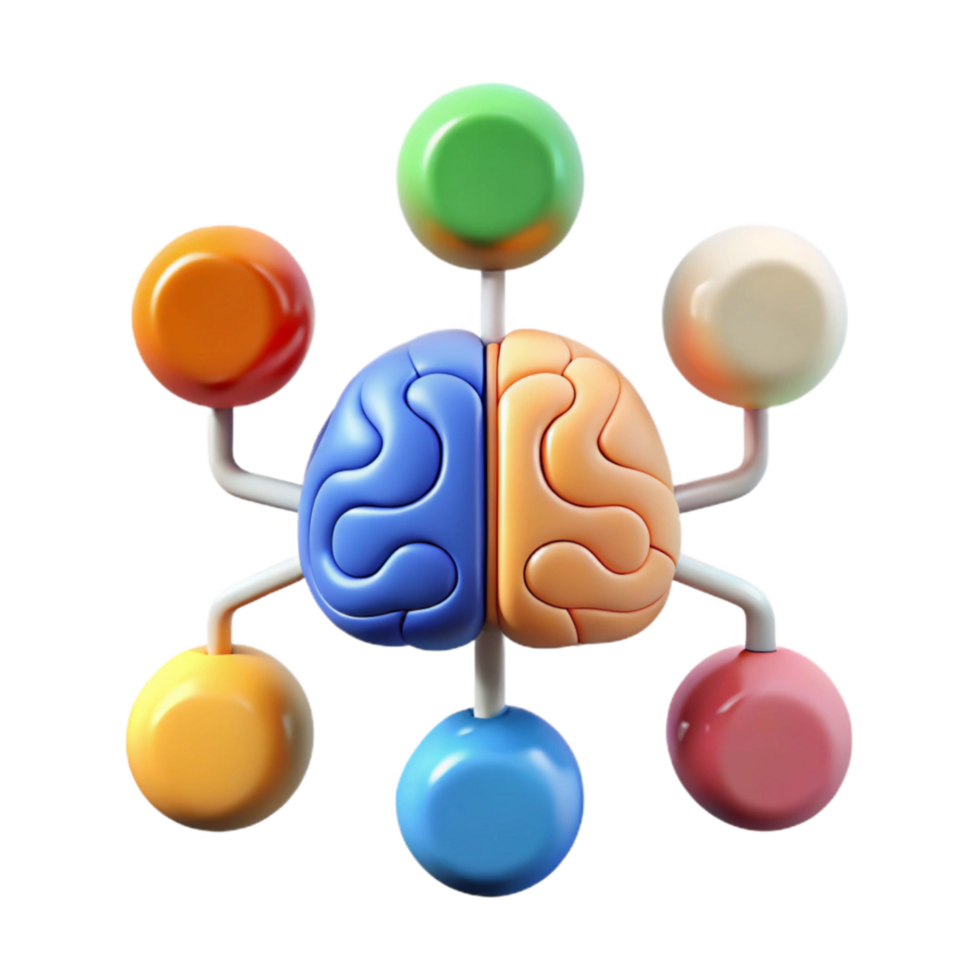 elegant classic Cognitive Function Diagram Cutout with Colorful Nodes high quality png