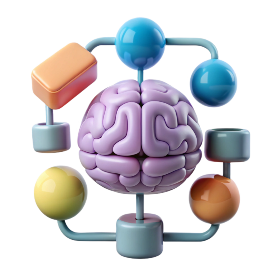 extraordinary artistic Cognitive Function Diagram Transparent Background with 3d Render authentic png