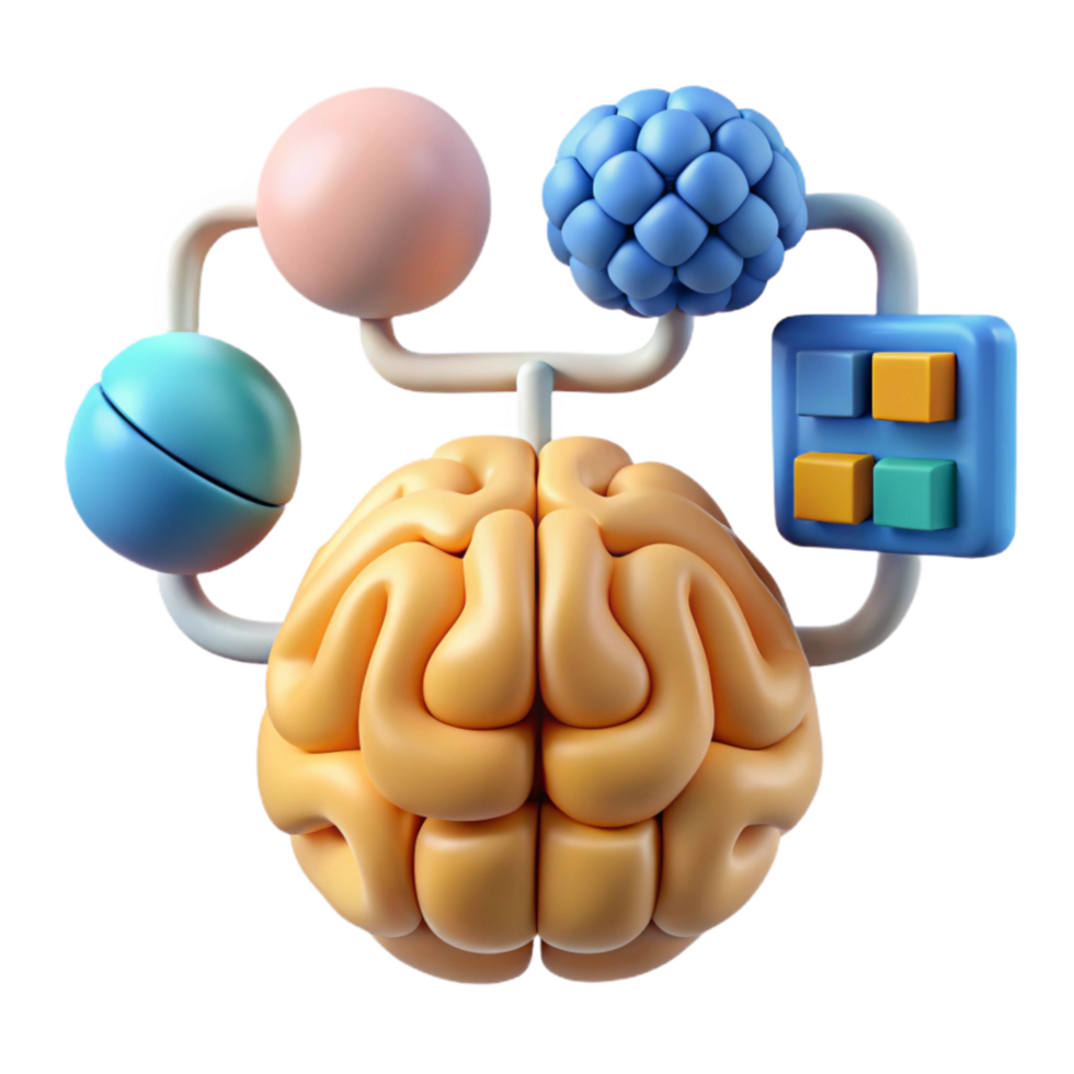 stunning creative Cognitive Function Diagram Transparent Background with 3d Render premium png