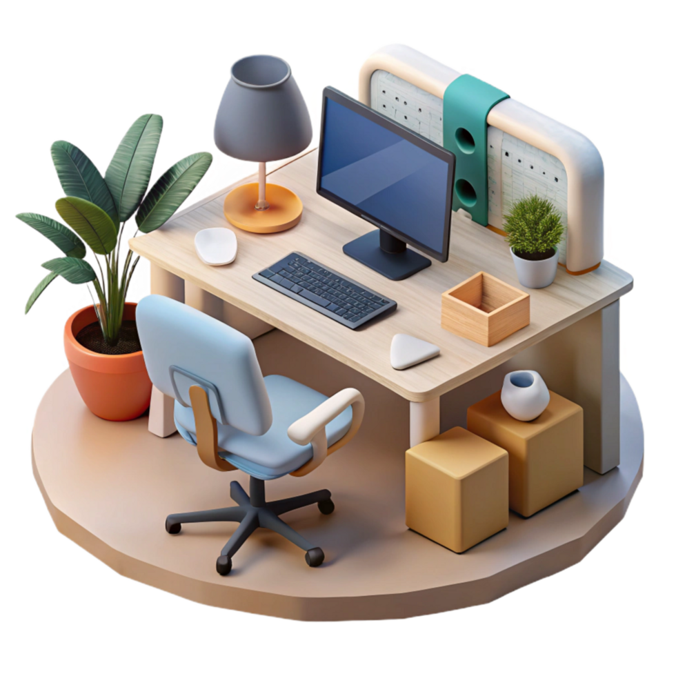 extraordinary artistic Collaborative Workspace Desk Top View Isolated genuine png