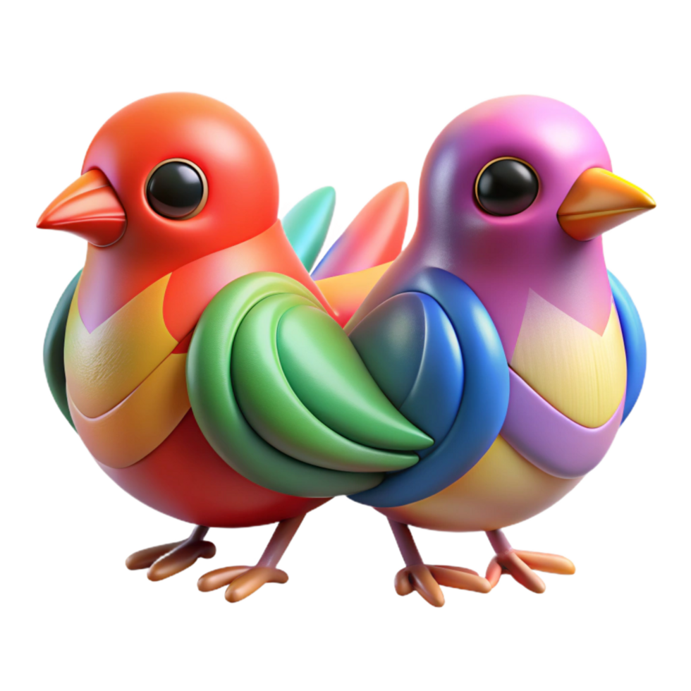 extraordinary creative Colorful Birds Symbolizing Cultural Exchange Isolated high quality png