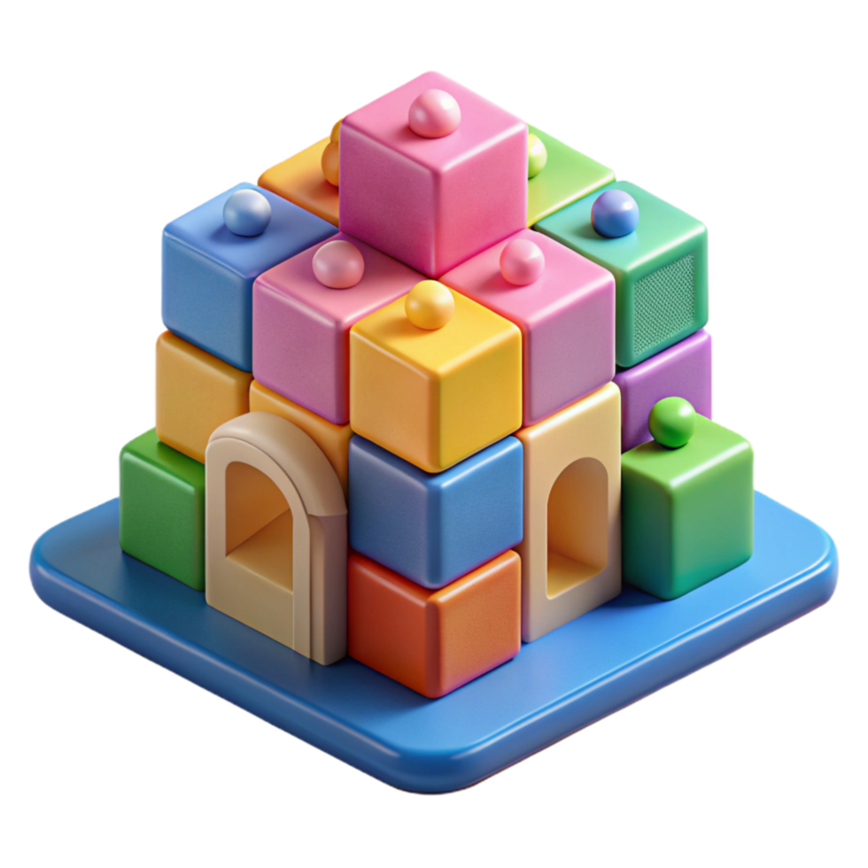 magnificent contemporary Colorful Building Blocks Community Cutout Element genuine png