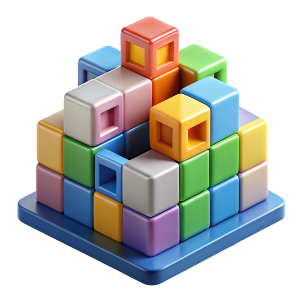 serene traditional Colorful Building Blocks Community Cutout Element authentic png