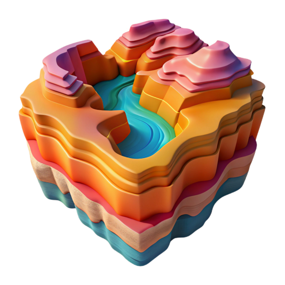 impressive minimalist Colorful Canyon Cutout Aerial Perspective high quality png