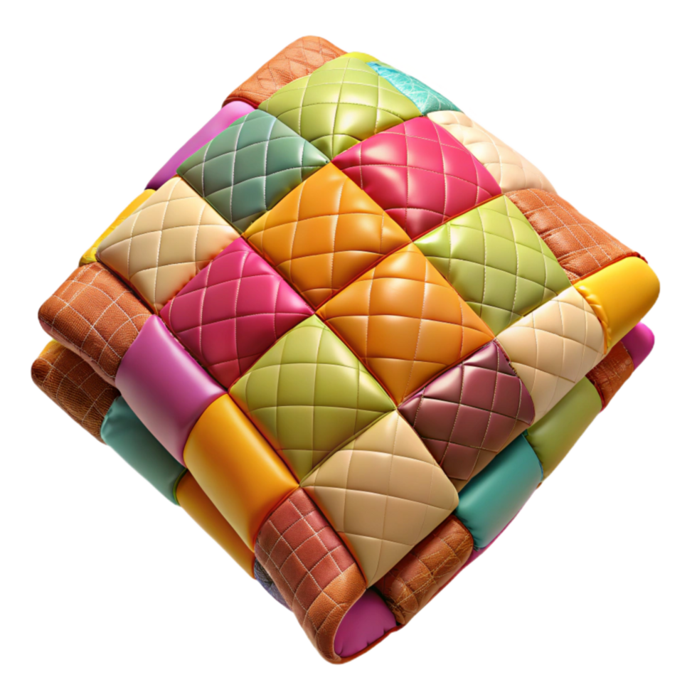 serene modern Colorful Fabric Scrap Quilt Square Transparent Background professional png