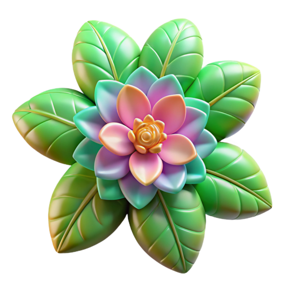 elegant modern Colorful Floral Pattern with Green Leaves professional png