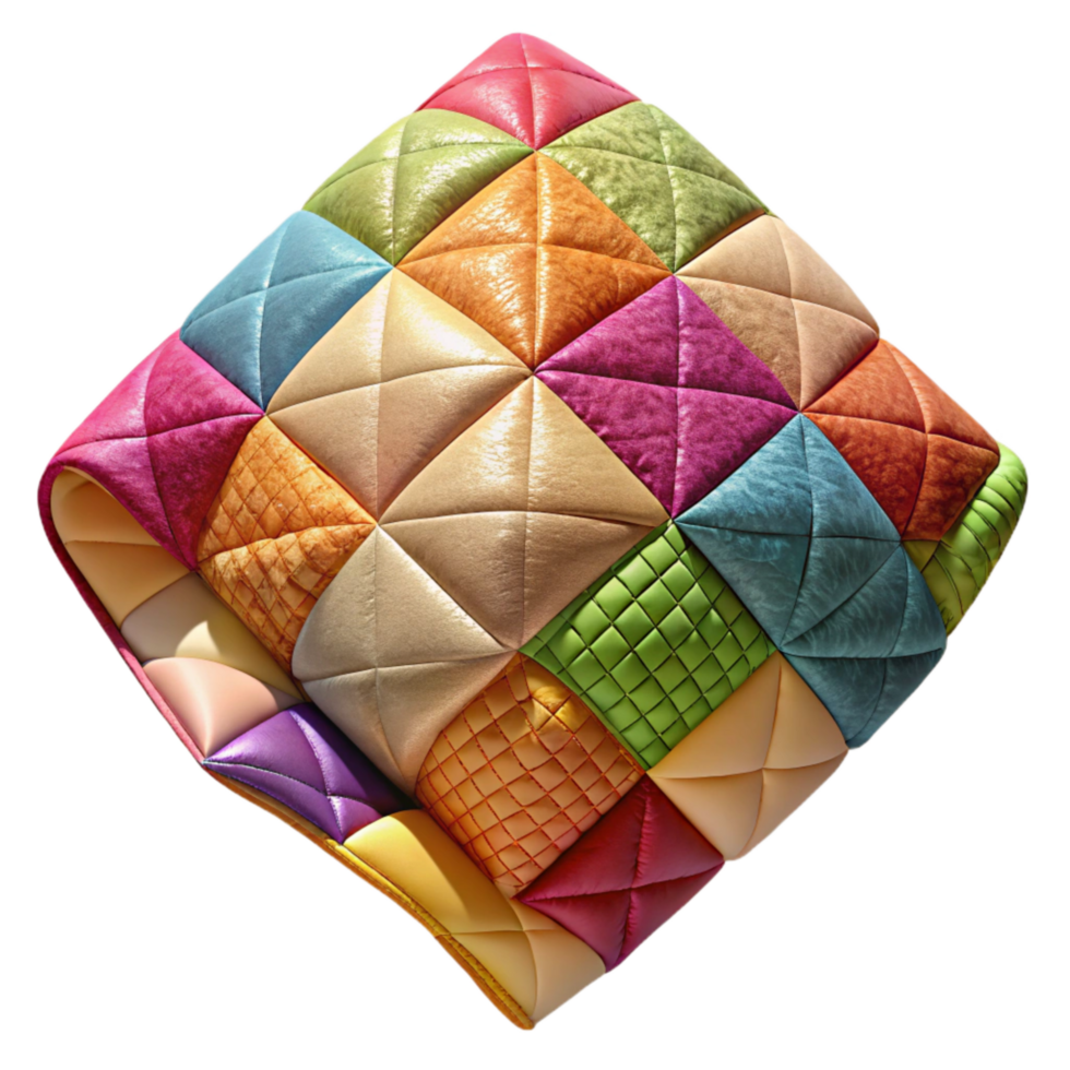 beautiful artistic Colorful Fabric Scrap Quilt Square Transparent Background authentic png