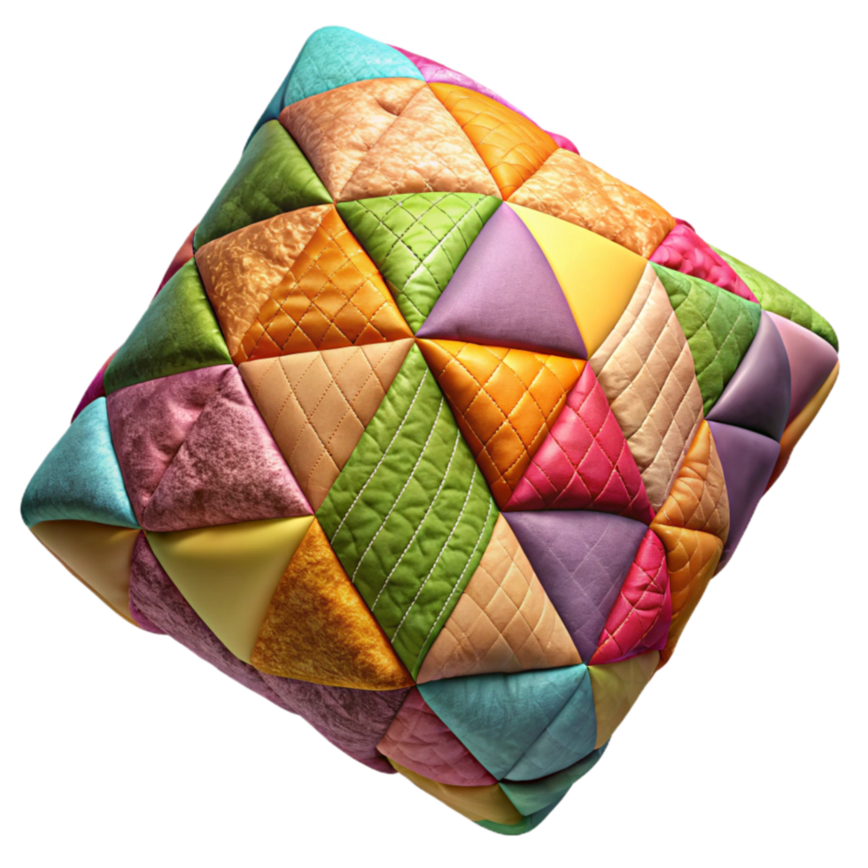 beautiful minimalist Colorful Fabric Scrap Quilt Square Transparent Background detailed png