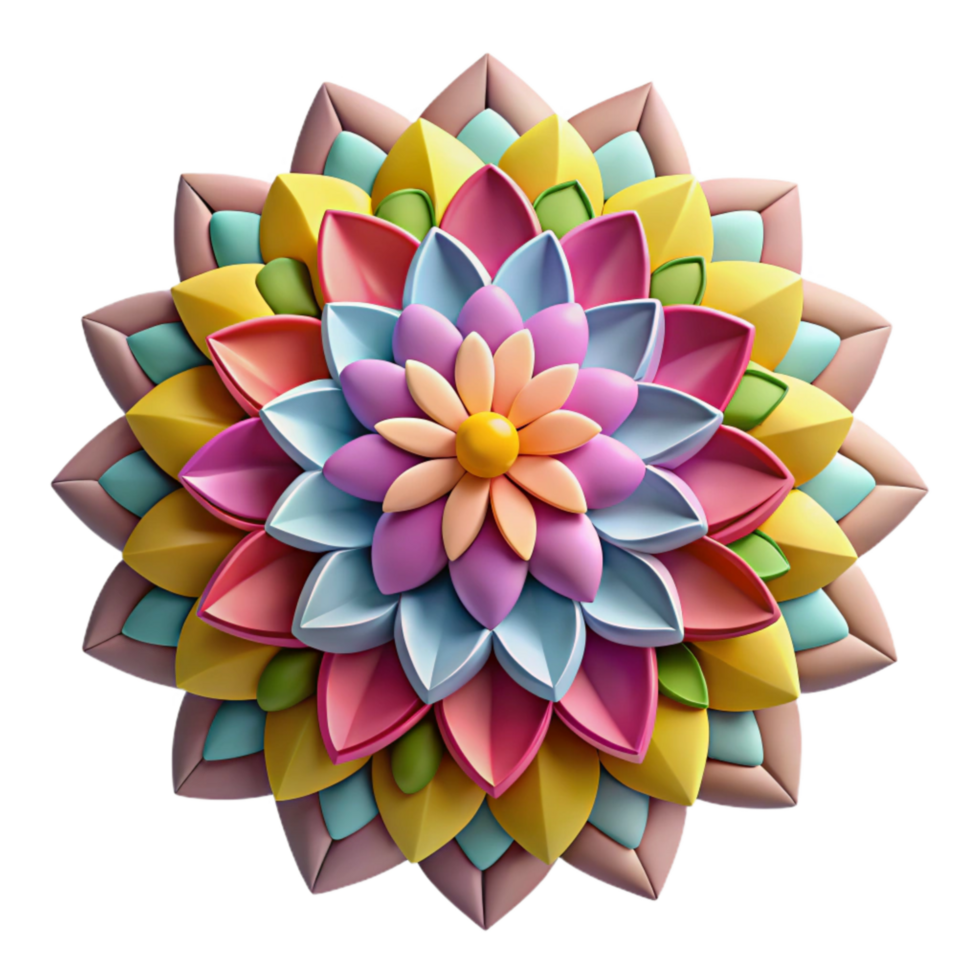 vibrant abstract Colorful Paper Mosaic Floral Pattern Cutout premium png