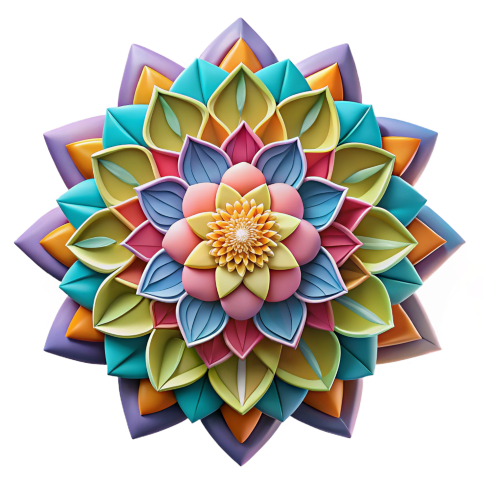 dramatic artistic Colorful Paper Mosaic Floral Pattern Cutout professional png
