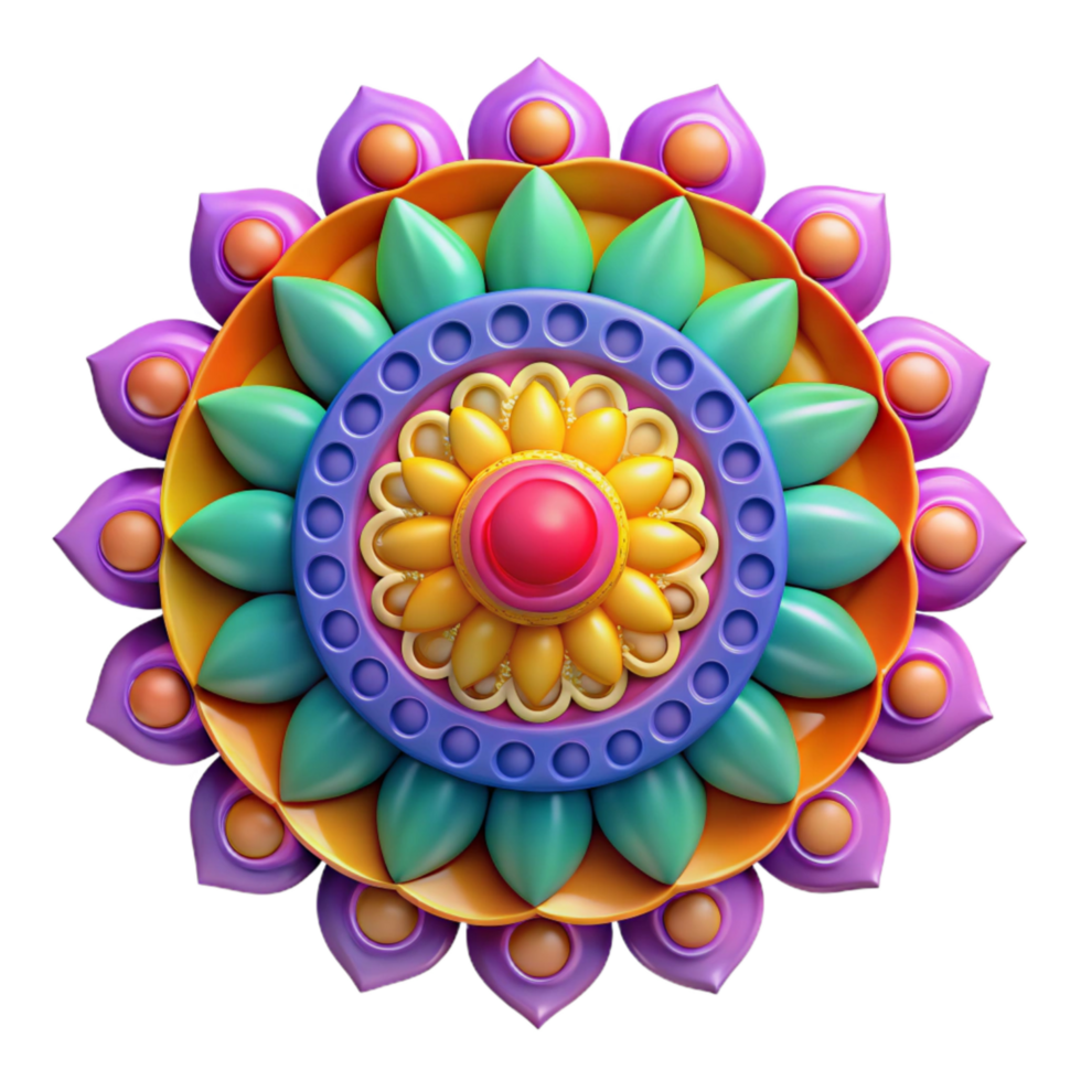 impressive classic Colorful Rangoli Design with Intricate Details Transparent Background high quality png