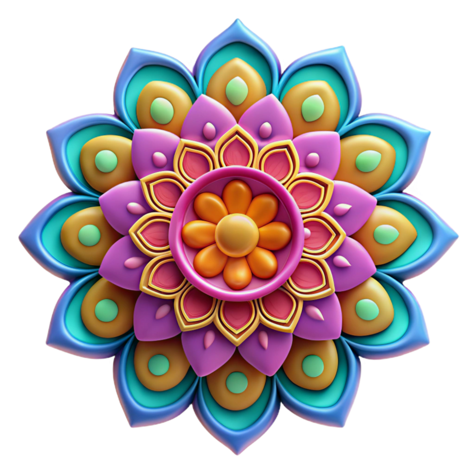 vibrant contemporary Colorful Rangoli Design with Intricate Details Transparent Background premium png