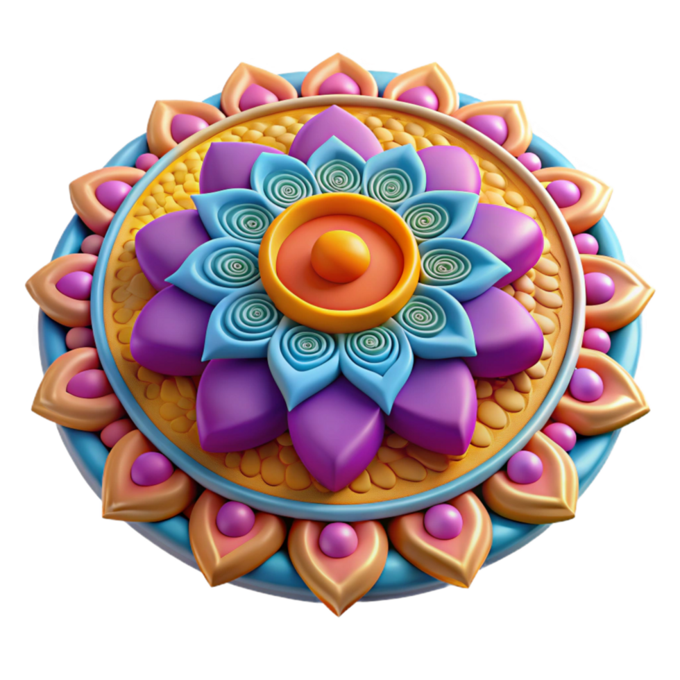 beautiful vintage Colorful Rangoli Design with Intricate Details Transparent Background detailed png