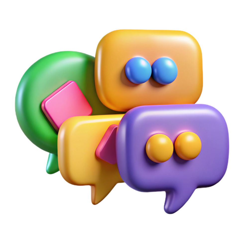 dramatic vintage Colorful Speech Bubbles with Emojis Transparent Background 4K png