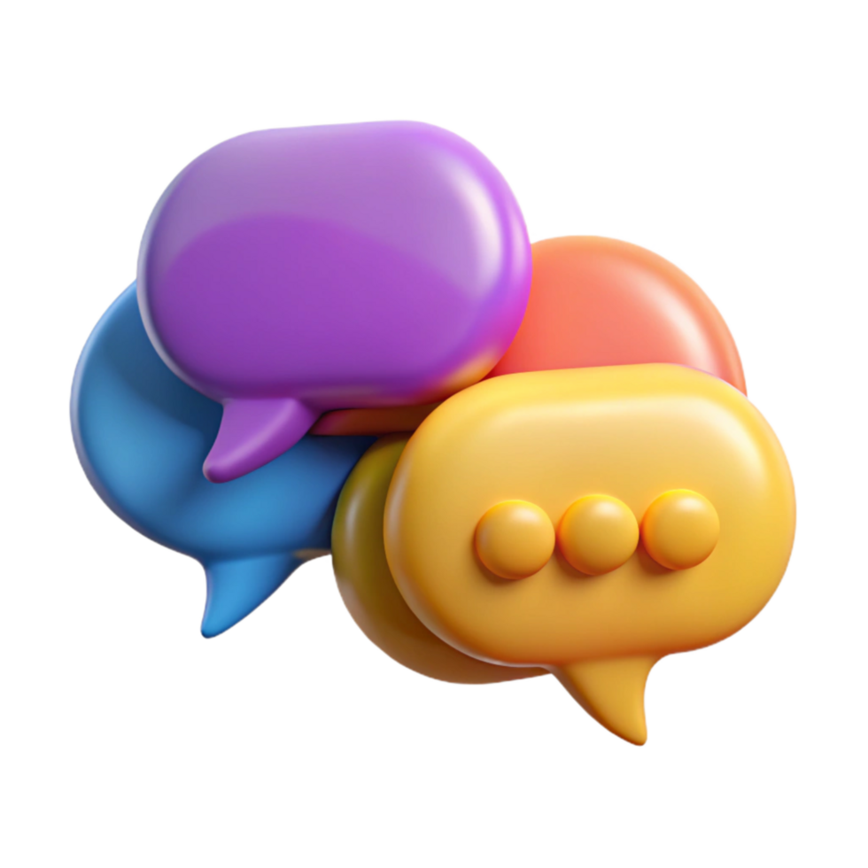 serene traditional Colorful Speech Bubbles with Emojis Transparent Background premium png