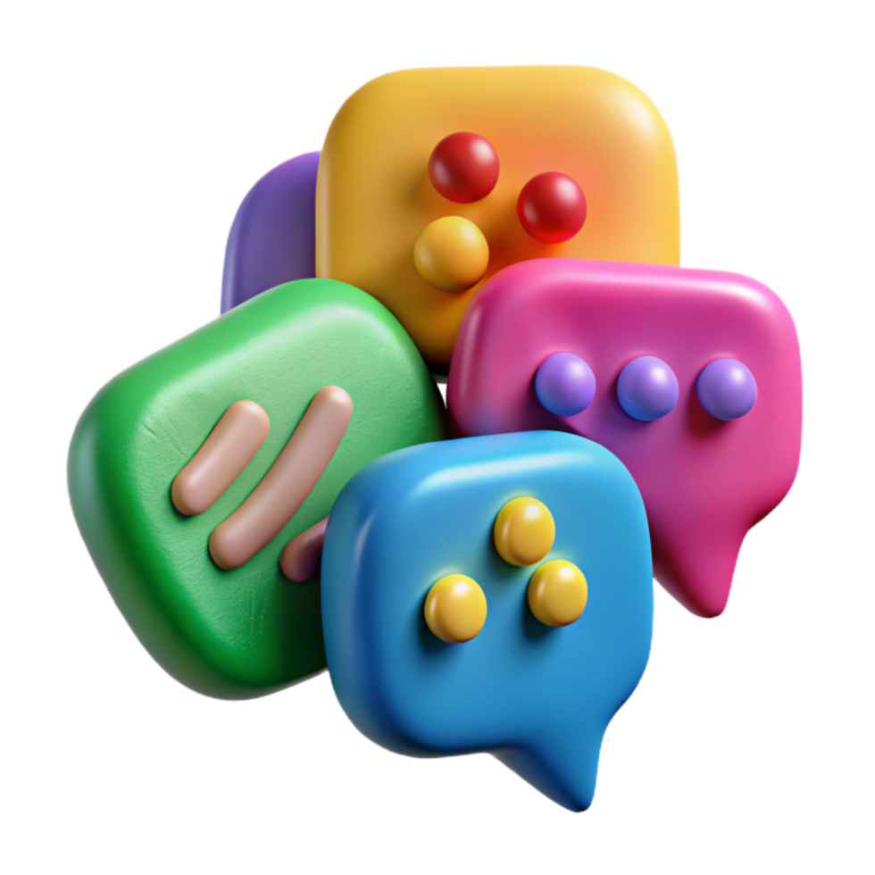 stunning minimalist Colorful Speech Bubbles with Emojis Transparent Background high resolution png