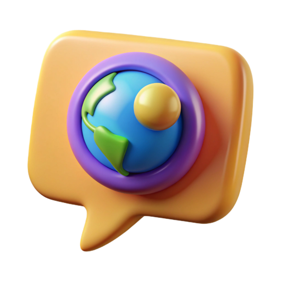 extraordinary minimalist Colorful Speech Bubble with Globe Icon Cutout original png