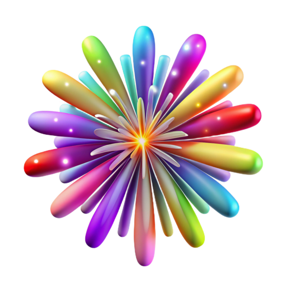 stunning artistic Colorful Synesthetic Fireworks Display Transparent Background with Exploding Colors professional png