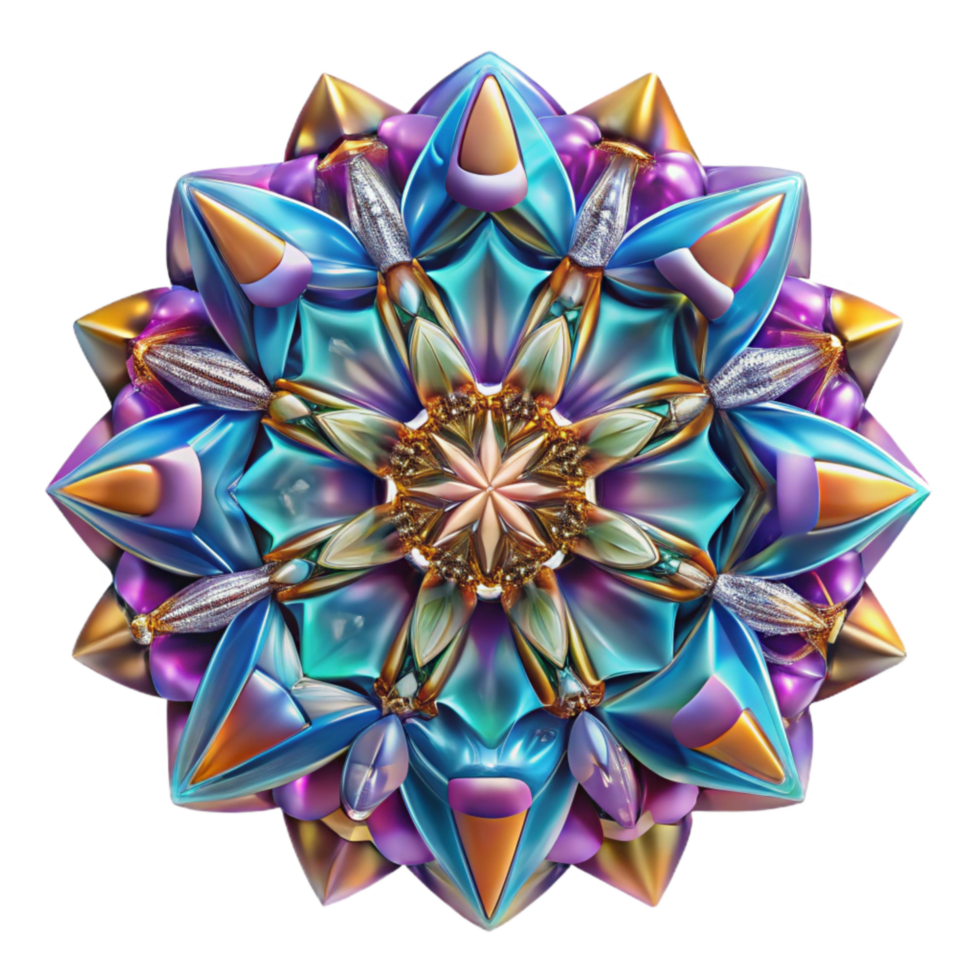 elegant contemporary Colorful Synesthetic Kaleidoscope Design Transparent Background with Mirrored Symmetry 4K png