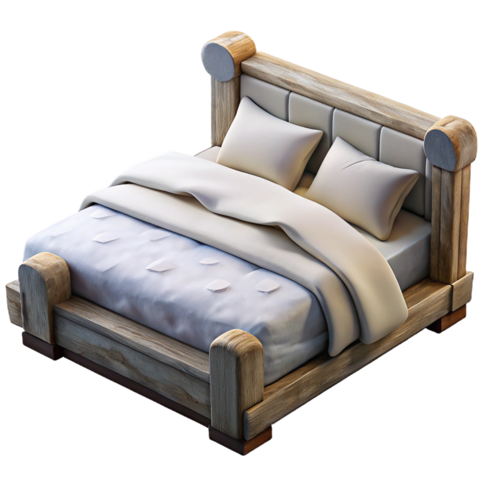 beautiful creative Comfortable Bed with White Sheets Cutout authentic png