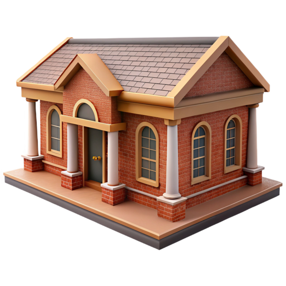 serene minimalist Community Center Building Isolated with Brick Texture high quality png
