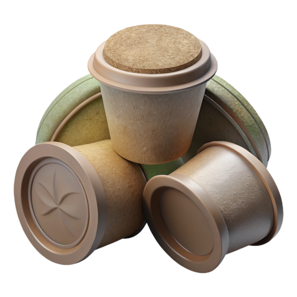 serene creative Compostable Coffee Pods with Biodegradable Filters Isolated detailed png