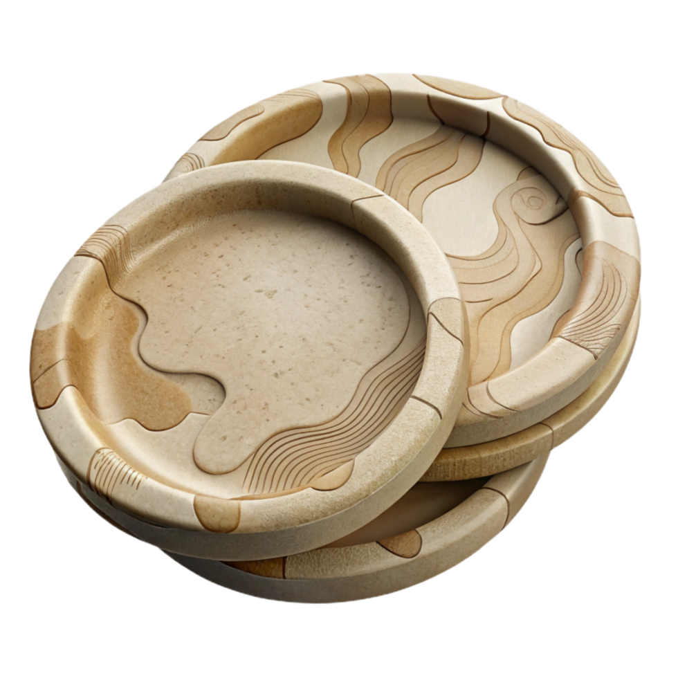 impressive rustic Compostable Plates in Round Shape Cutout detailed png