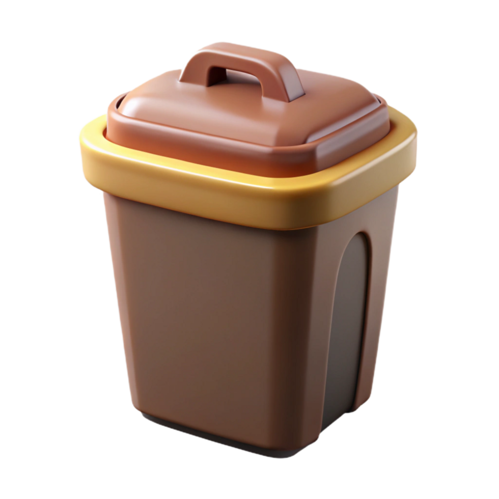 magnificent artistic Compost Bin with Brown Lid Front View Isolated on White genuine png
