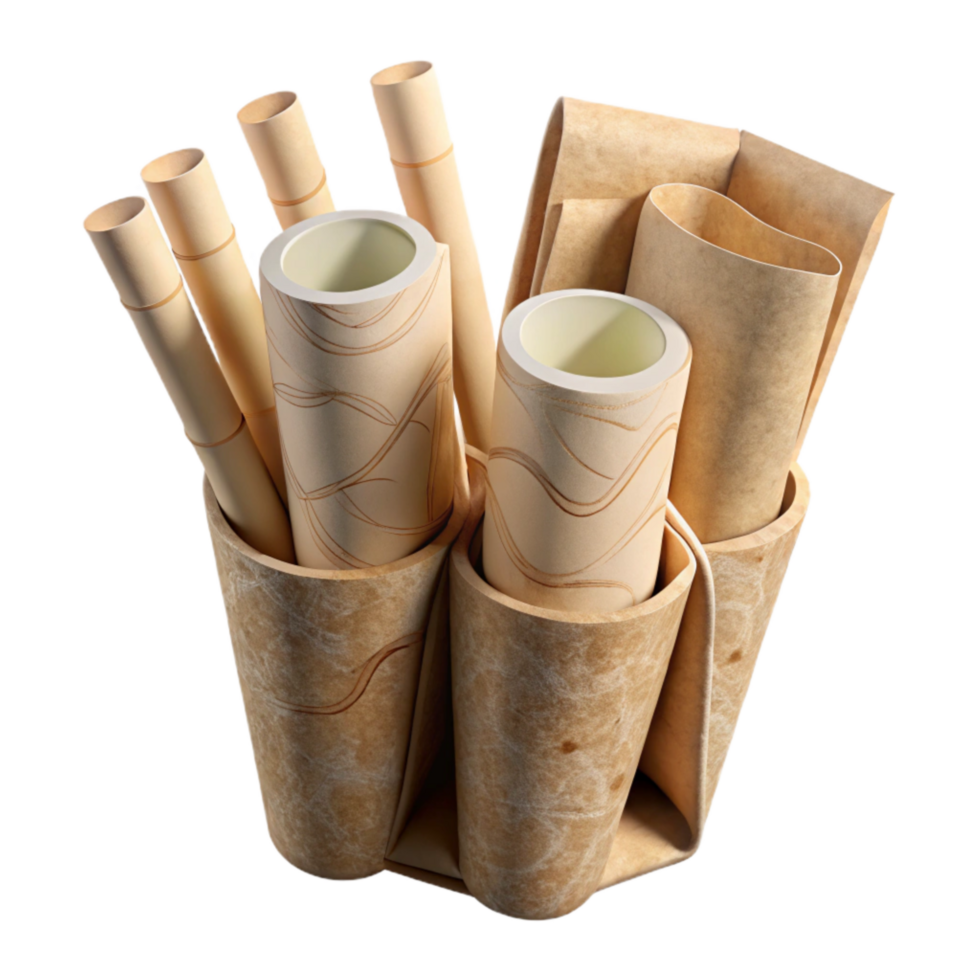 wonderful artistic Compostable Straws with Paper Packaging Isolated high quality png