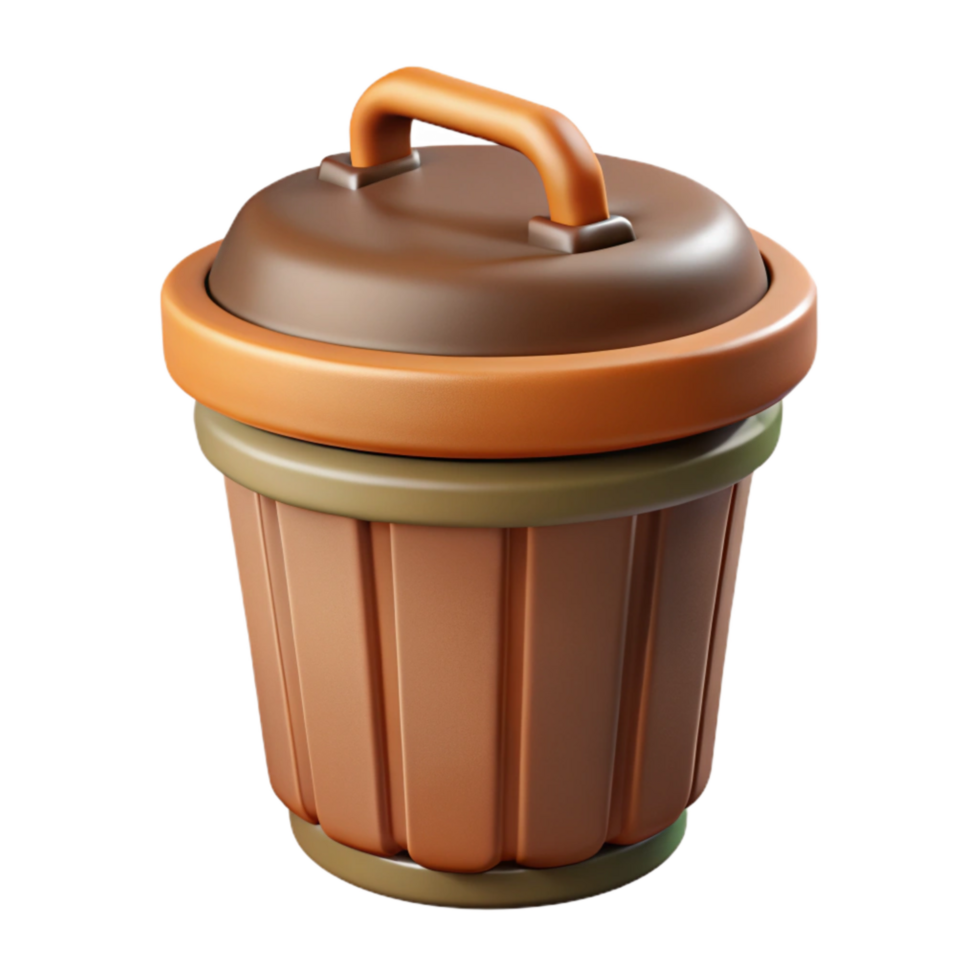 stunning vintage Compost Bin with Brown Lid Front View Isolated on White premium png