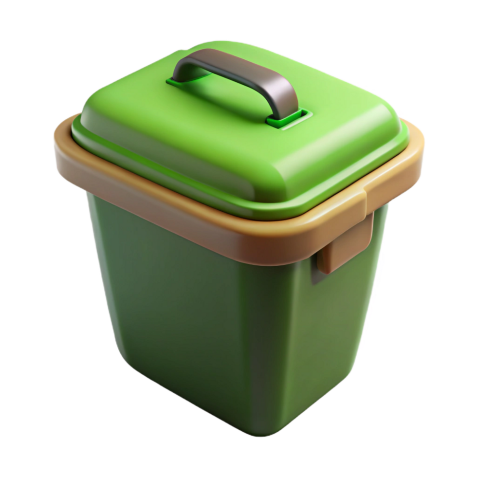 beautiful contemporary Compost Bin with Green Lid Front View Isolated on White exclusive png