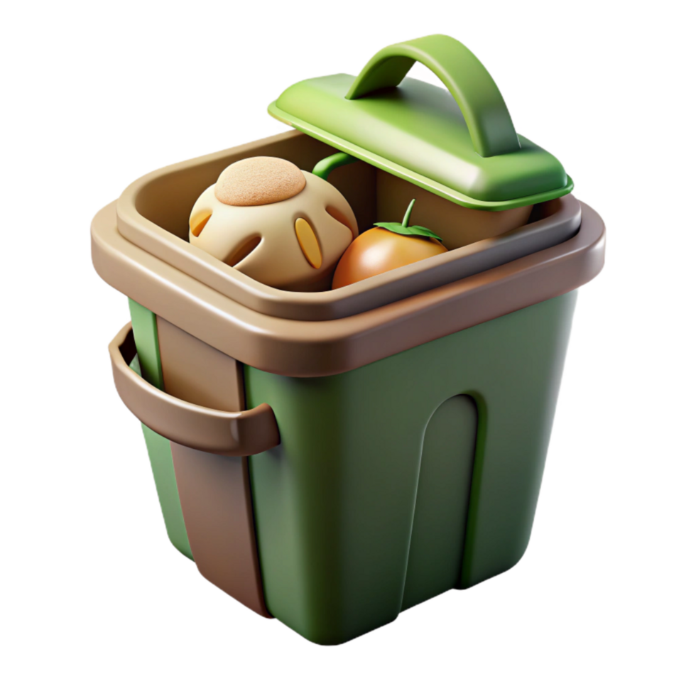 serene abstract Compost Bin with Food Scraps Transparent Background premium png