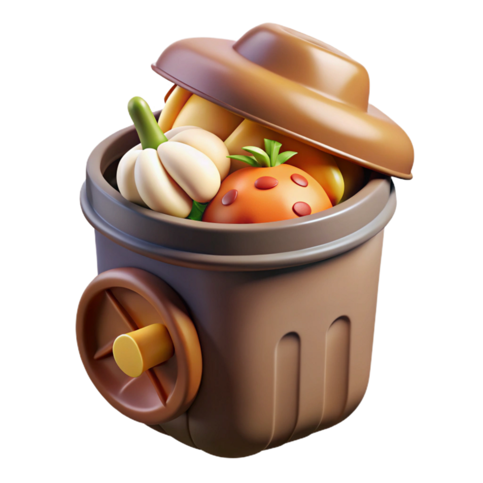 stunning modern Compost Bin with Food Scraps Transparent Background high resolution png