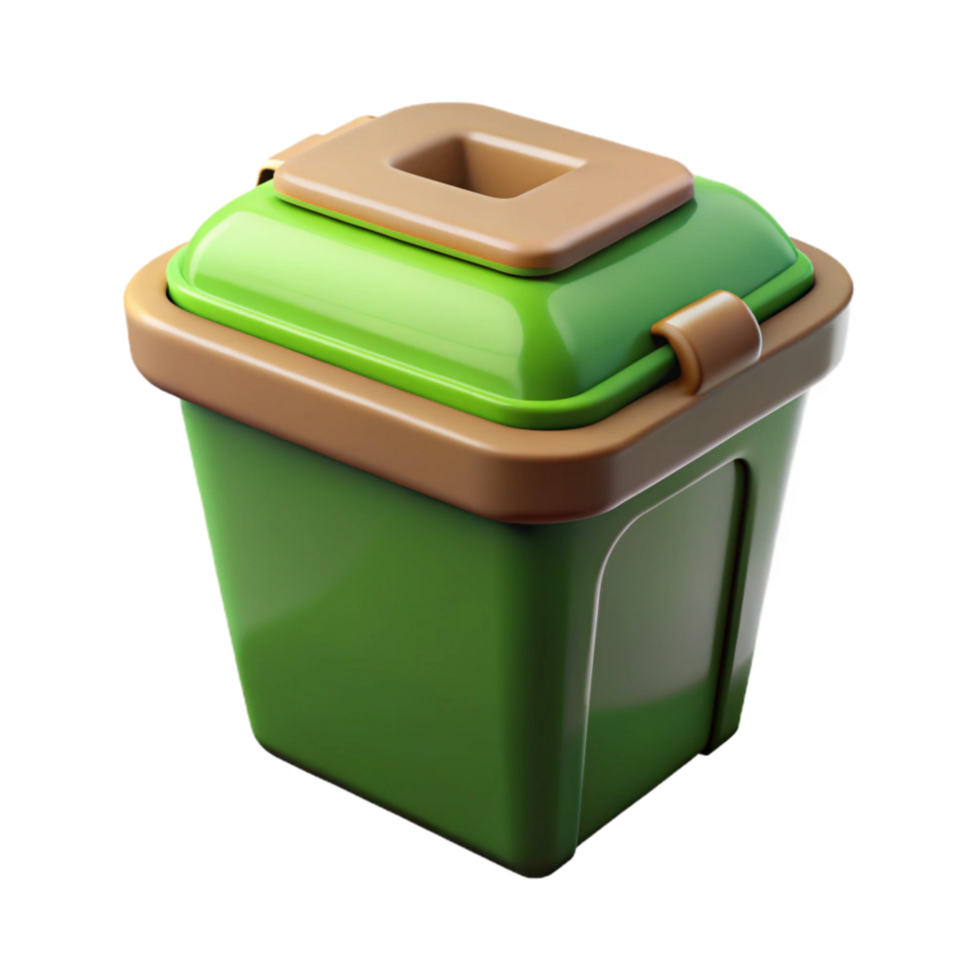 stunning modern Compost Bin with Green Lid Front View Isolated on White premium png