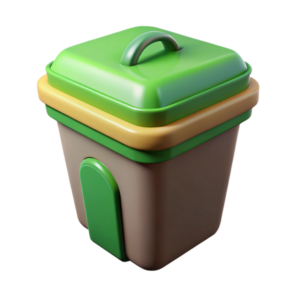 magnificent traditional Compost Bin with Green Lid Front View Isolated on White original png