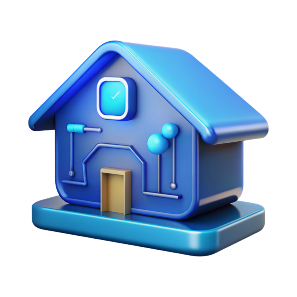 beautiful classic Conceptual Smart Home Interface Blue Hue Isolated authentic png