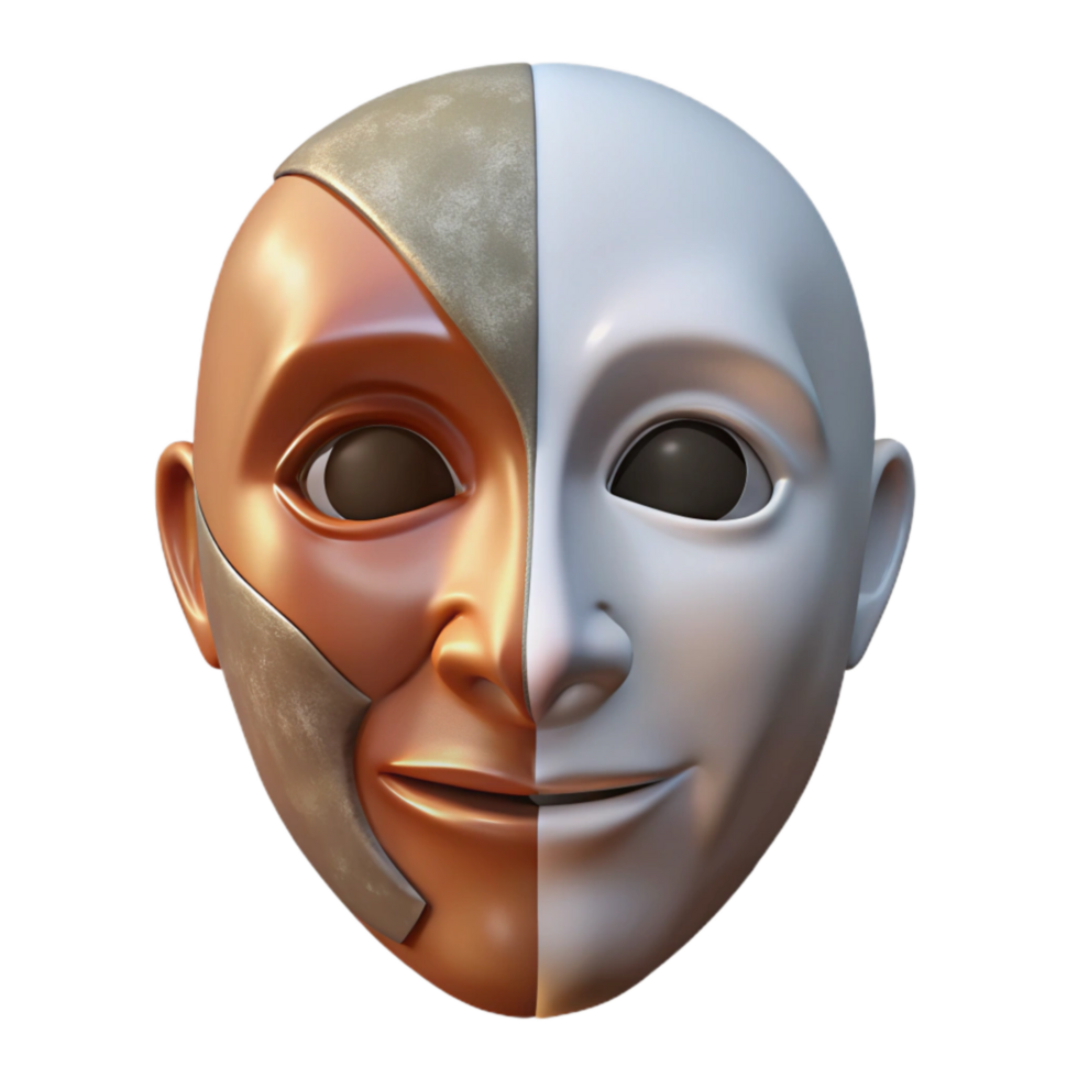 serene contemporary Conceptual Split Personality Mask Isolated genuine png