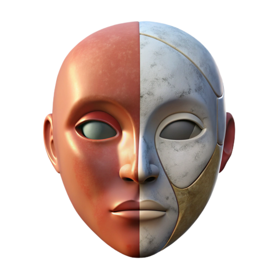 serene vintage Conceptual Split Personality Mask Isolated professional png