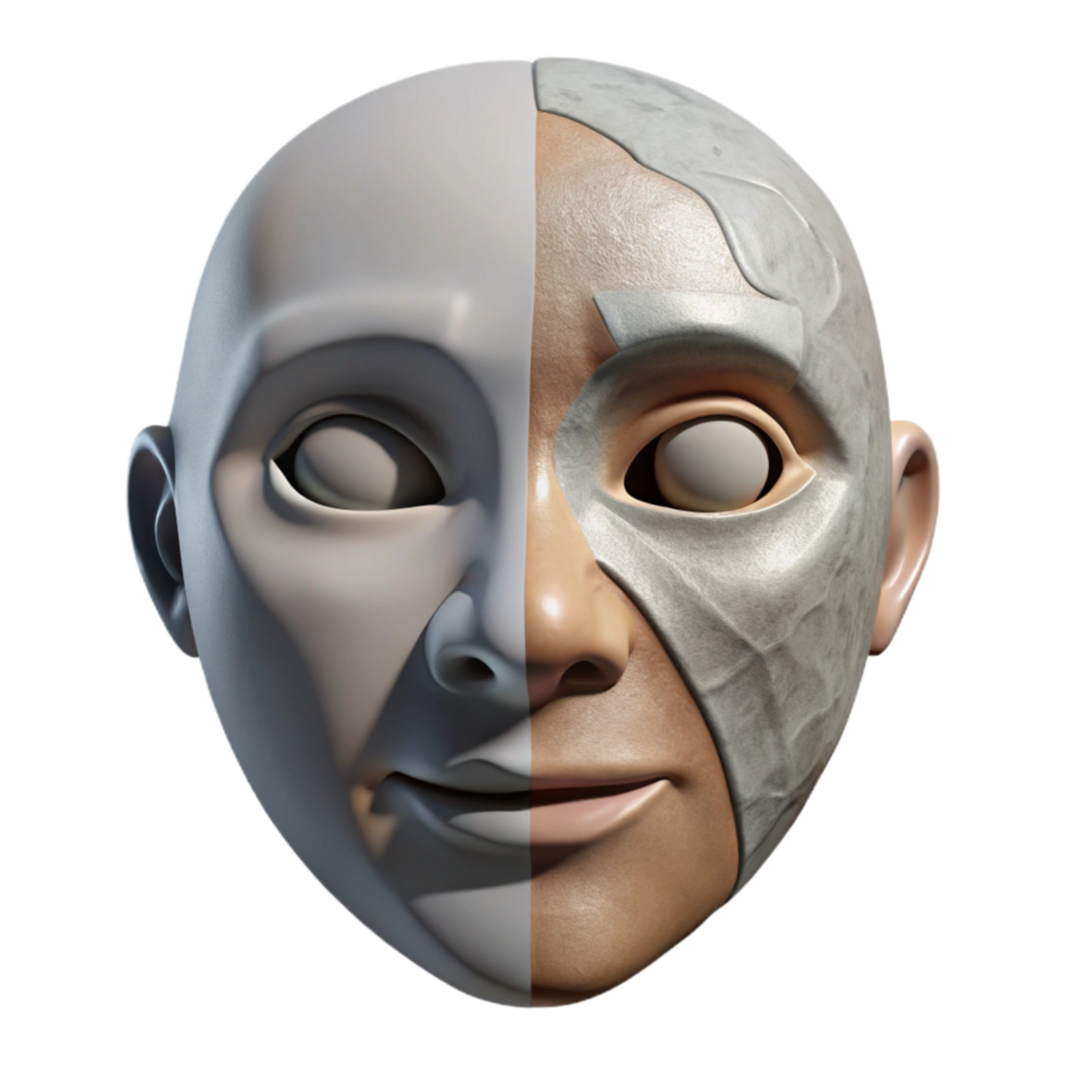 magnificent minimalist Conceptual Split Personality Mask Isolated detailed png