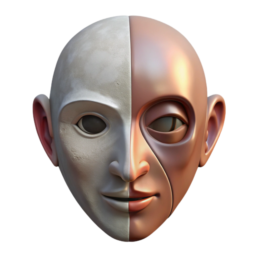 stunning minimalist Conceptual Split Personality Mask Isolated premium png