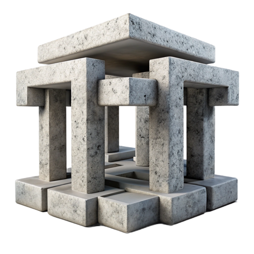 extraordinary modern Concrete Structure Abstract Form Isolated 4K png