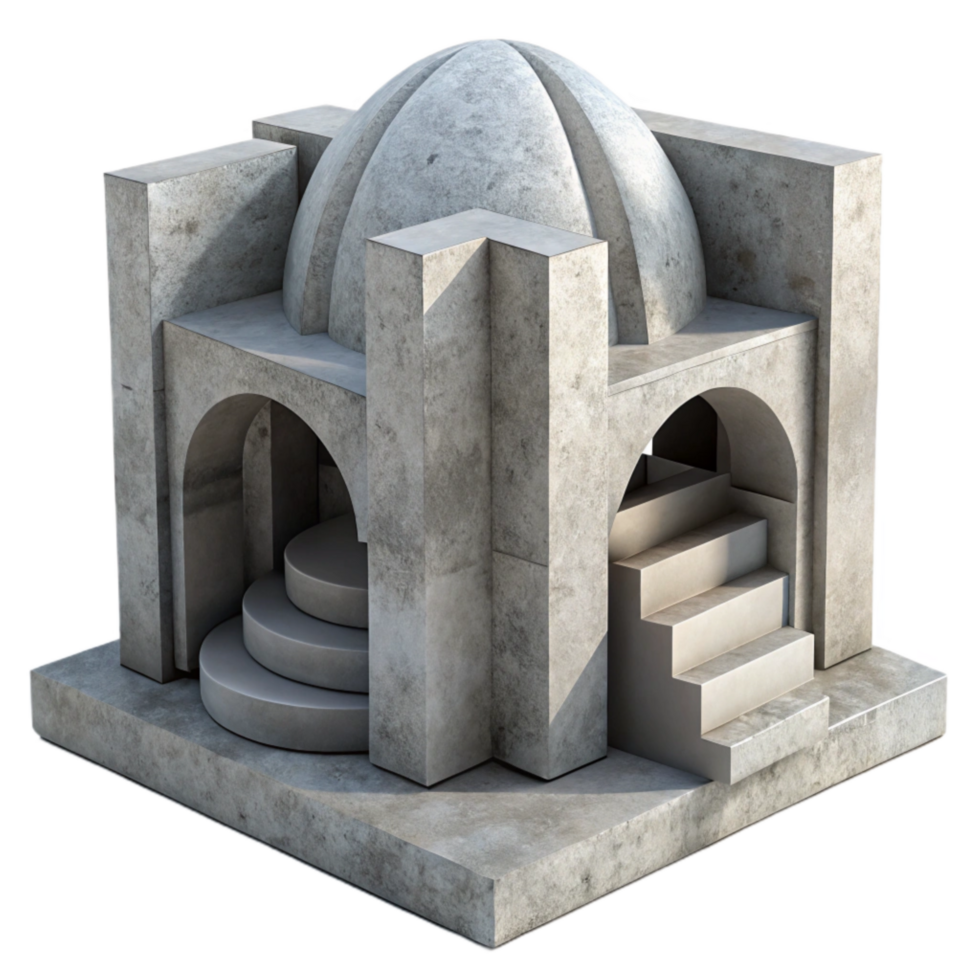vibrant modern Concrete Structure Abstract Form Isolated premium png
