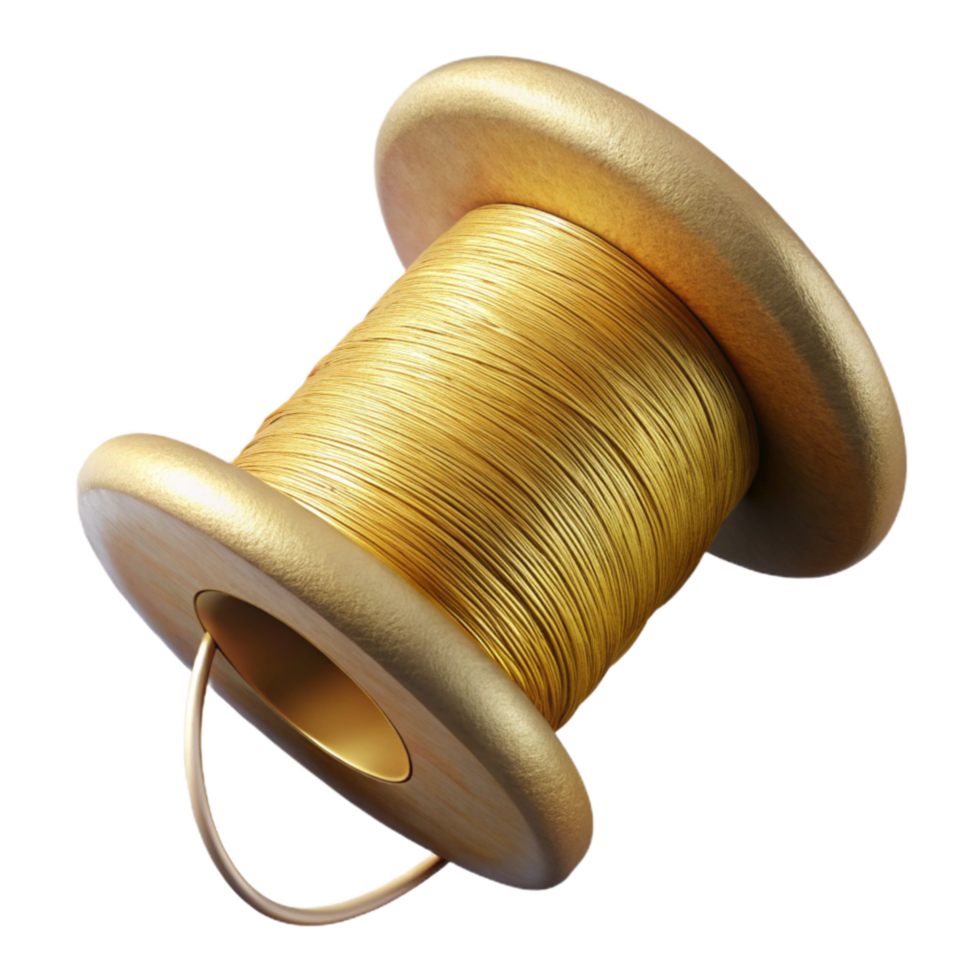 impressive minimalist Conductive Thread Spool Gold Cutout 4K png