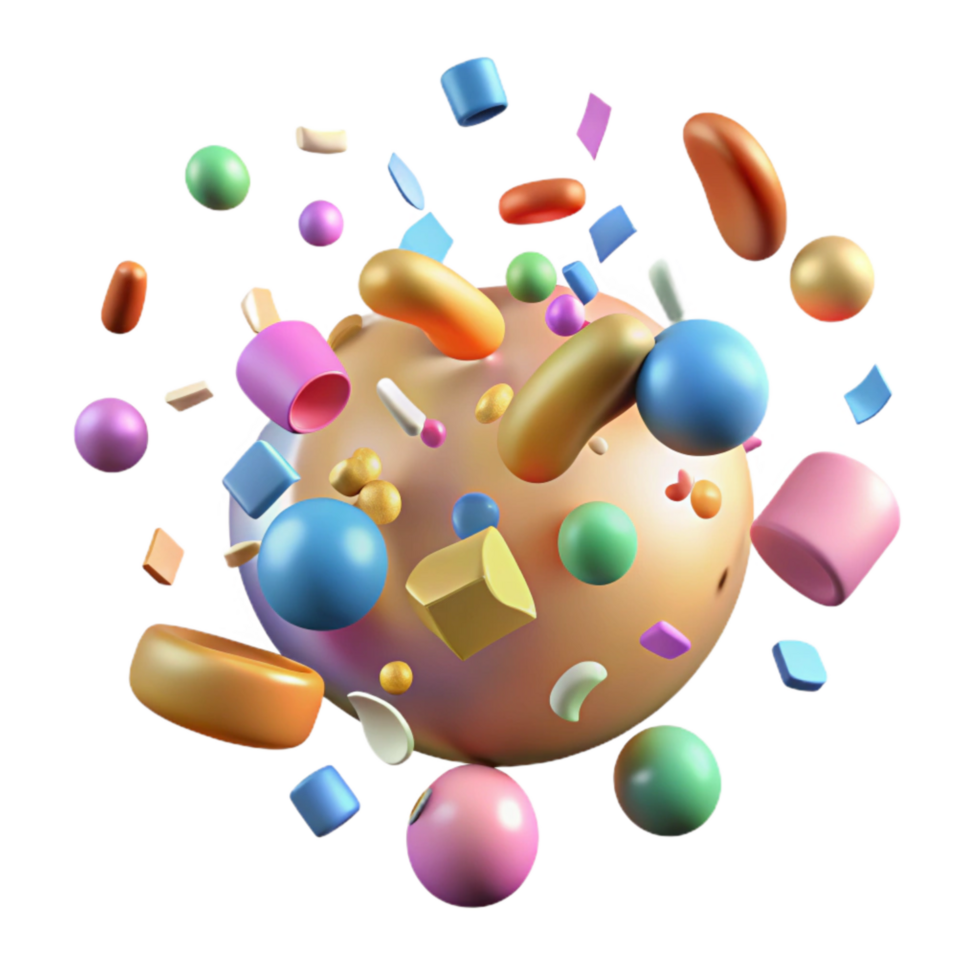 serene modern Confetti Falling Multicolored Cutout authentic png